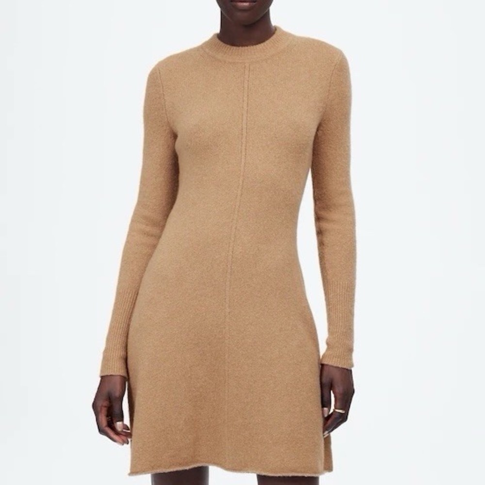 NWT Madewell Sz XXS Mini Sweater Dress Heathered Caramel Wool Blend NT572